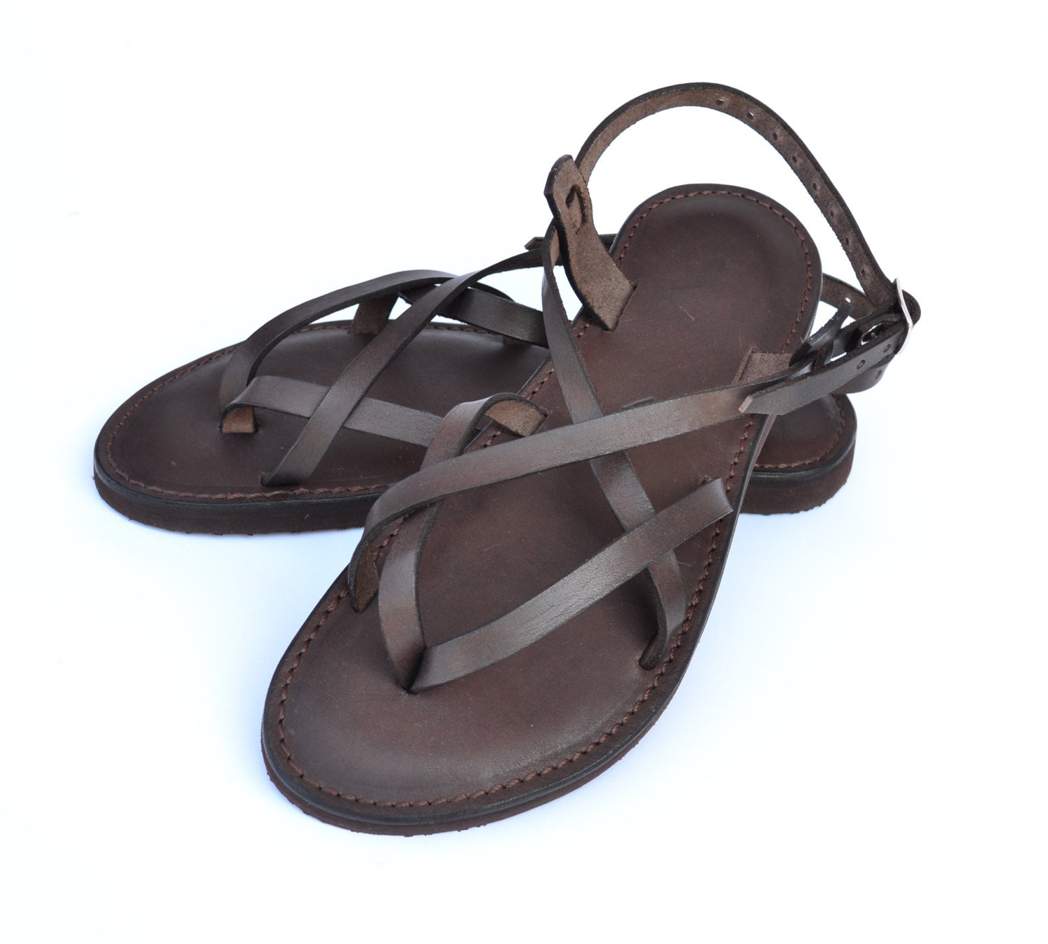 Brown leather women sandals sandals flat sandals strap