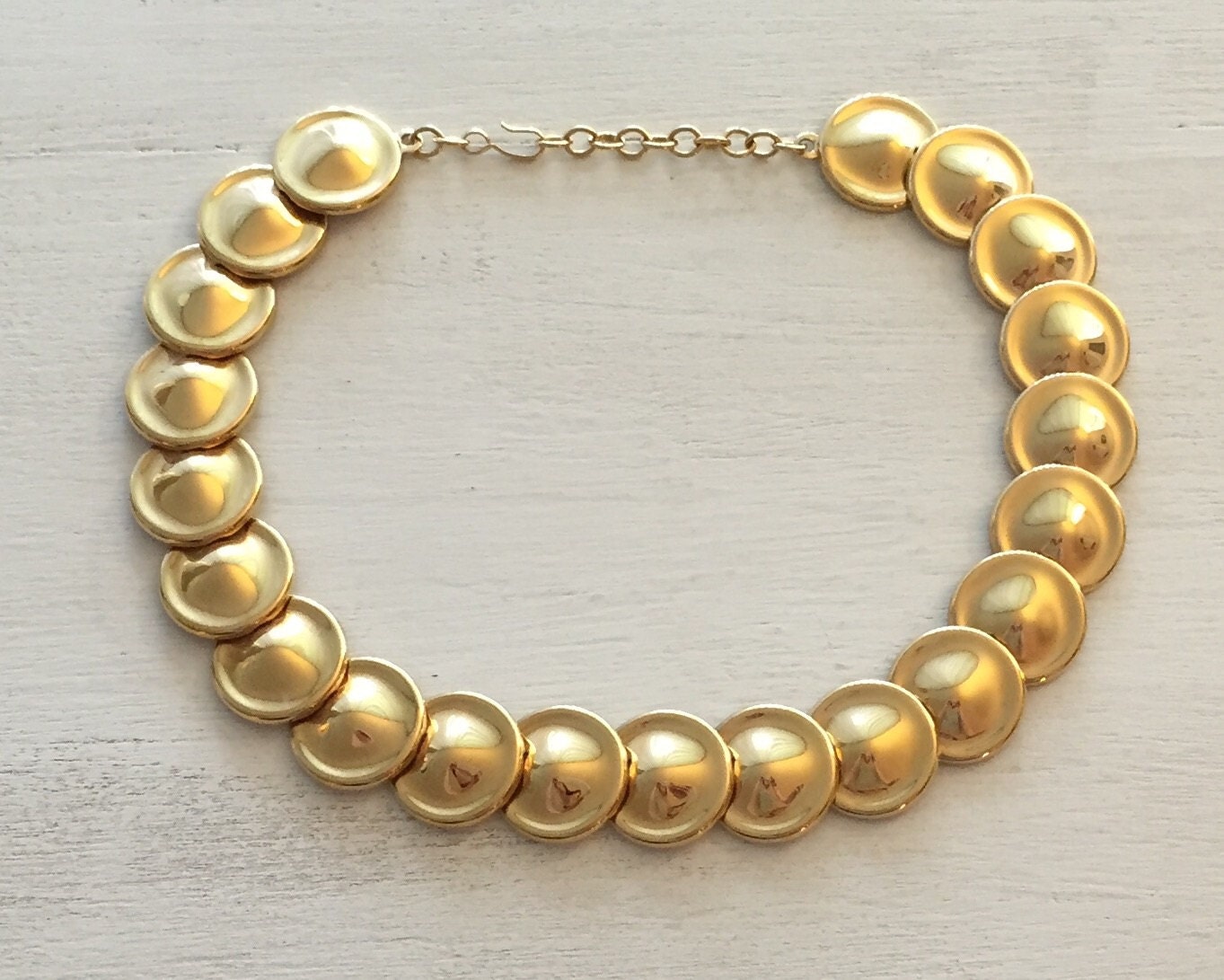 1980's Monet Gold Disc Statement Choker Necklace