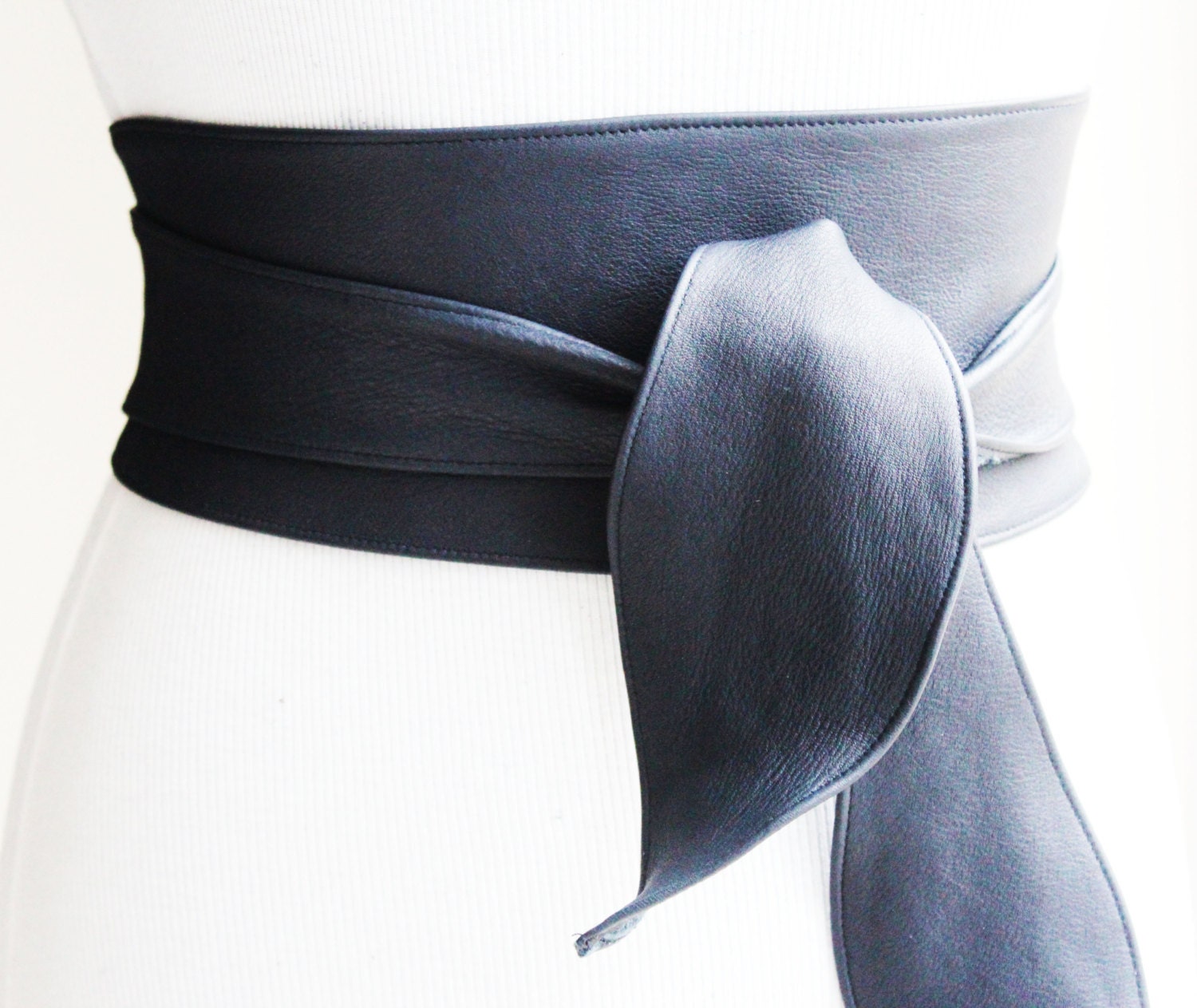 Navy Leather Obi Belt Corset Belt Leather Sash belt Plus