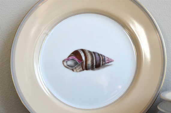 RESERVED knmthomas Vintage Plates Seashell Design Porcelain