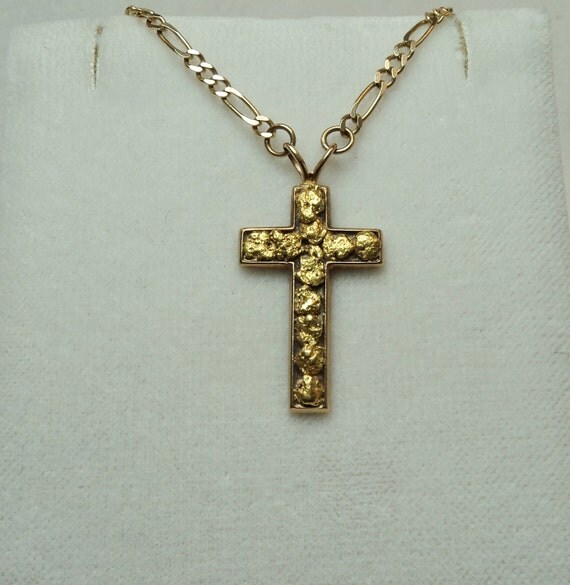 Precious 10KT Gold Nugget Cross Pendant 3 by MontanaYogoSapphires