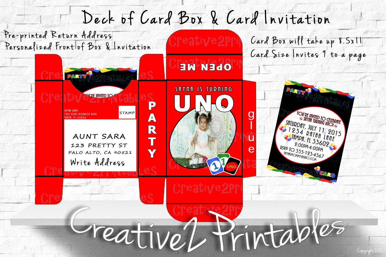 PRINTABLE Deck Of Uno Card Cards Box By Creative2Printables