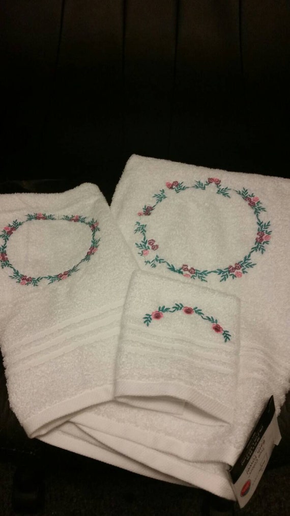 Homemade Embroidered Towel set by OurKraftyPlace on Etsy