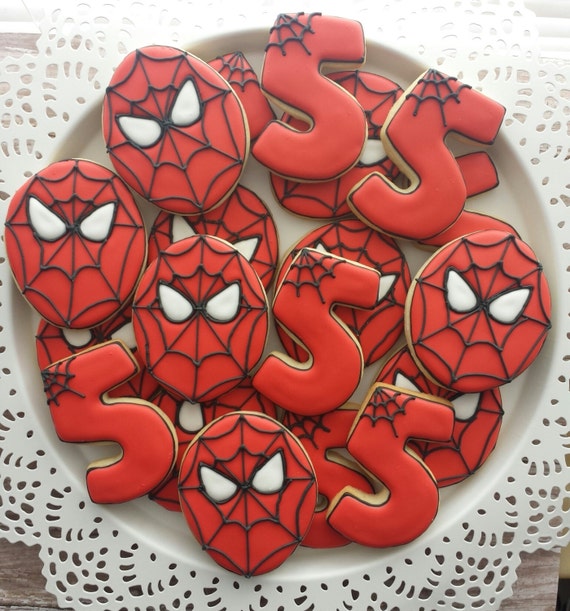 Spiderman Cookies by JEdibleArt on Etsy