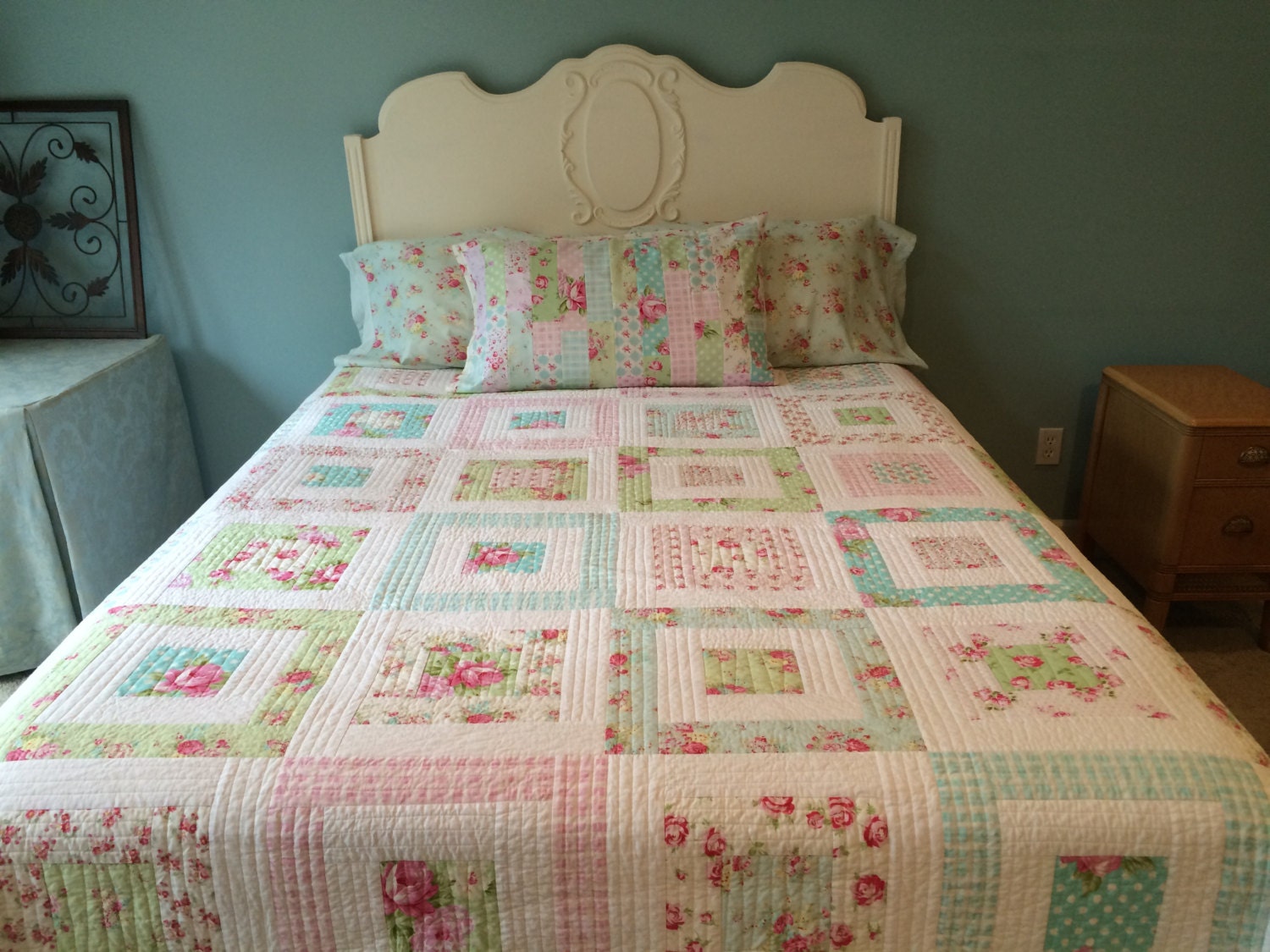 Shabby Chic Quilt MADE TO ORDER Tanya By Comfortandjoyfabrics