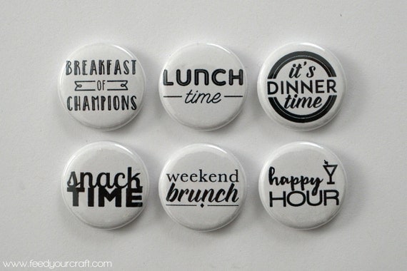 B & W repas temps Flair Mini Badges