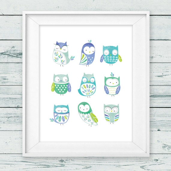 Owl Wall Art, Instant Download, 8x10", Owl Print, Woodland Nursery Art, Forrest Nursery Art, Woodland Owl nursery print