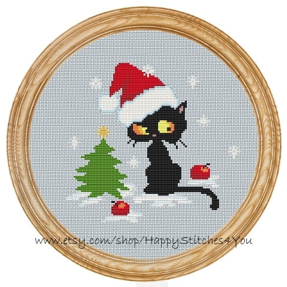 Cross Stitch Pattern PDF christmas cat DD0129