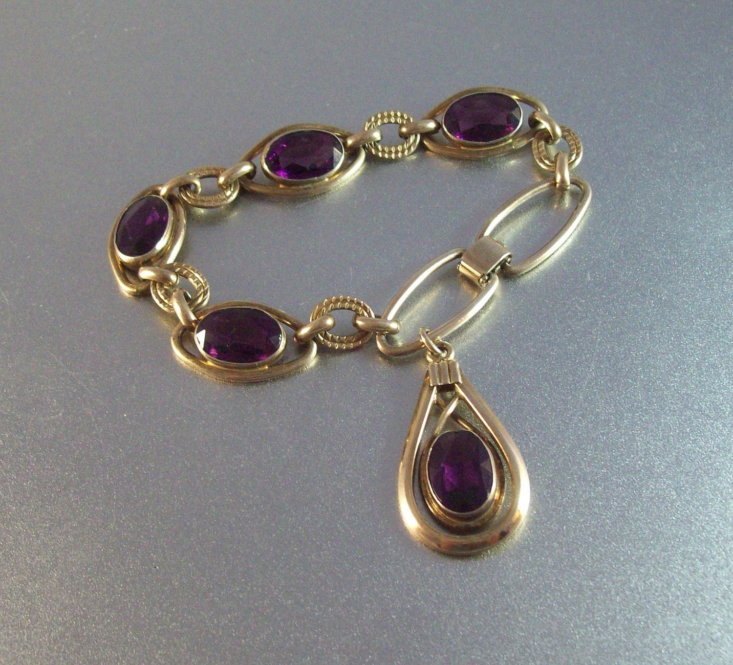 Vintage Simmons Gold Filled Amethyst Link by LynnHislopJewels