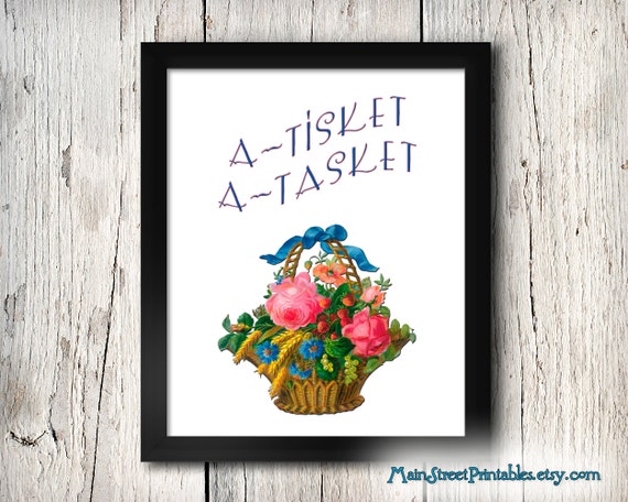 Items similar to A Tisket A Tasket, Nursery Rhyme, Art Printable, 8X10 ...