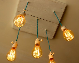 Edison Bulb Industrial Chandelier BeachAqua Cottage Lights