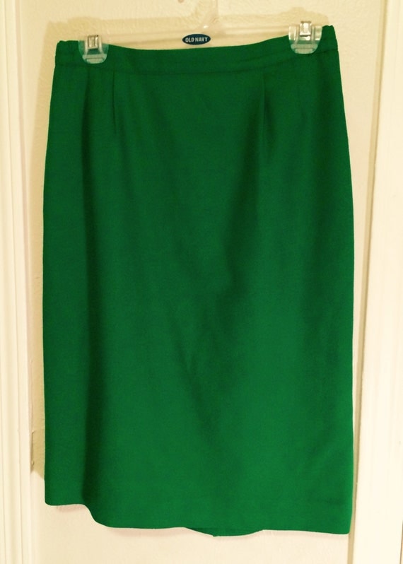 Vintage Emerald Green Pencil Skirt
