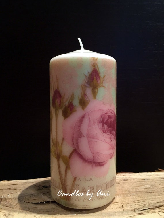 Items similar to DECORATED candle, Handmade candle, Pillar candle