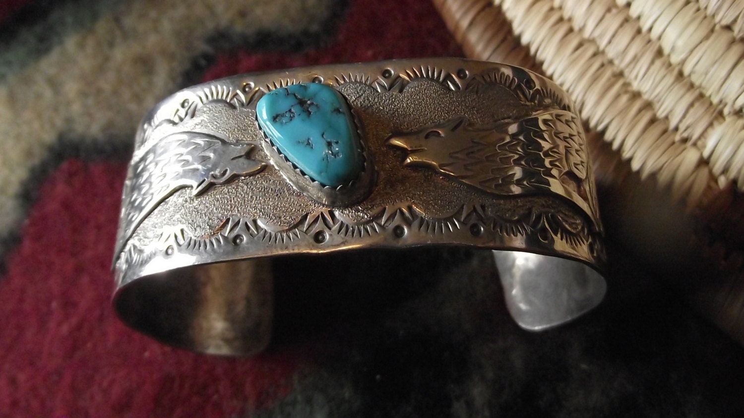 Old Pawn Jewelry Turquoise Sterling Bracelet Native American