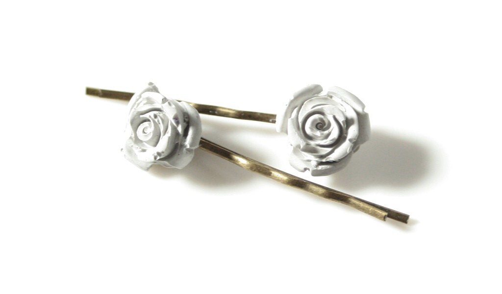 Concrete Rose Hair Pins Gray Concrete Bobby Pins