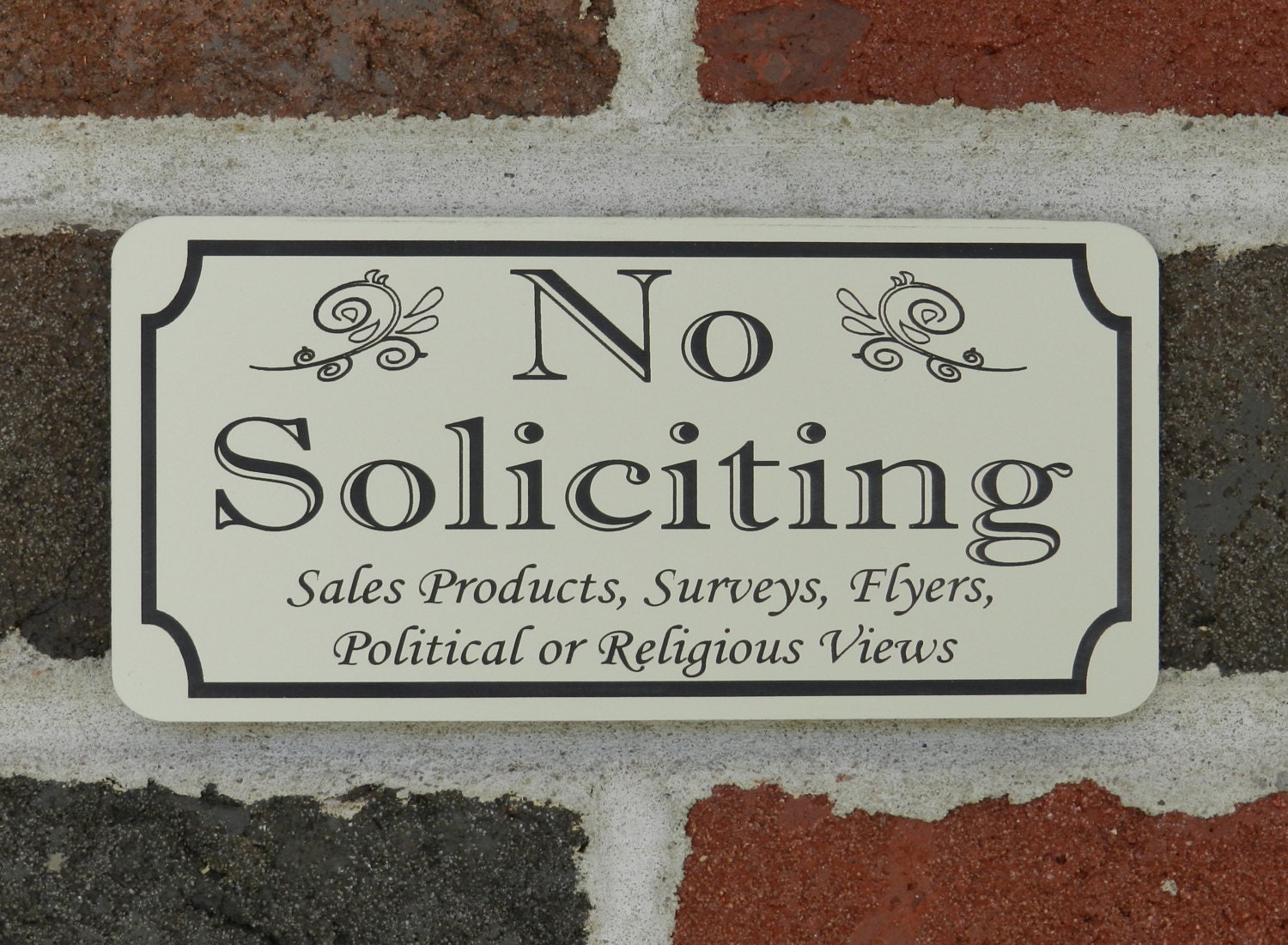 rectangular laser engraved no soliciting sign free shipping