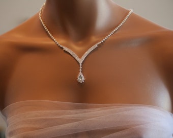 Bridal jewelry set, Art Deco Style Necklace Earring, Crystal Wedding Set, Vintage Glamour Look, Bridesmaid Jewelry Set