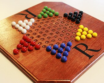 Logoed, Handmade Oak Chinese Checkers Board