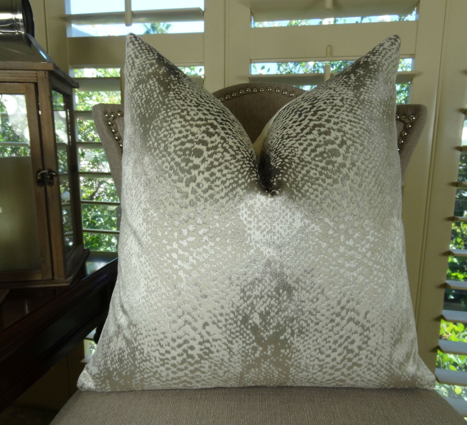 Silver Throw Pillow Cover Designer Silver Ivory Metallic