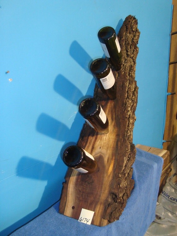 Live Edge Black Walnut Rustic Wine Rack