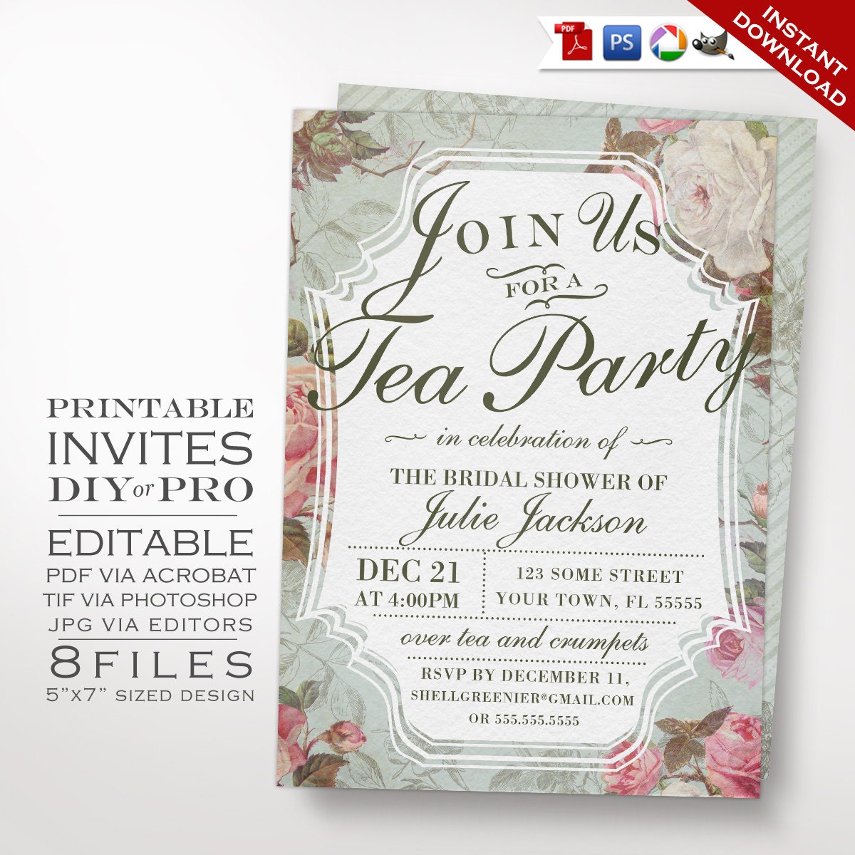 Bridal Tea Party Invitation Template 4