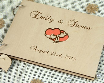 Custom Unique Wedding Anniversary Bridal shower guest book, Gift, Personalized gift for couple, Memory album, Laser engraved Rustic wedding