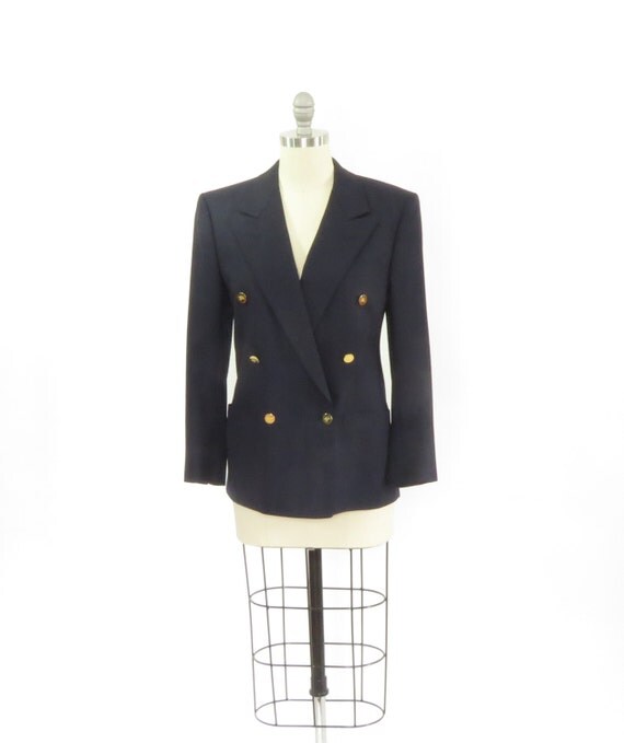 Classic woman's Burberry navy blazer with gold buttons