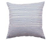 Contemporary Scandinavian Cushion made from Spira of Sweden Fabric - Mello Blue - geometric wavy pale blue and white print