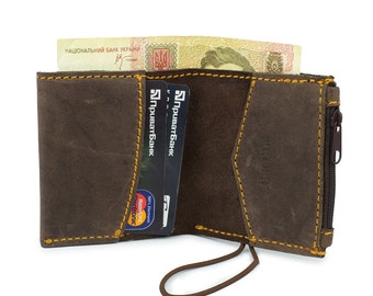 Leather pocket wallet coin holder mens leather wallet bifold wallet personalized wallet mens gift