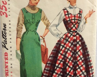 Simplicity 4808 vintage 1950's junior misses' wiggle jumper sewing pattern size 11 bust 29