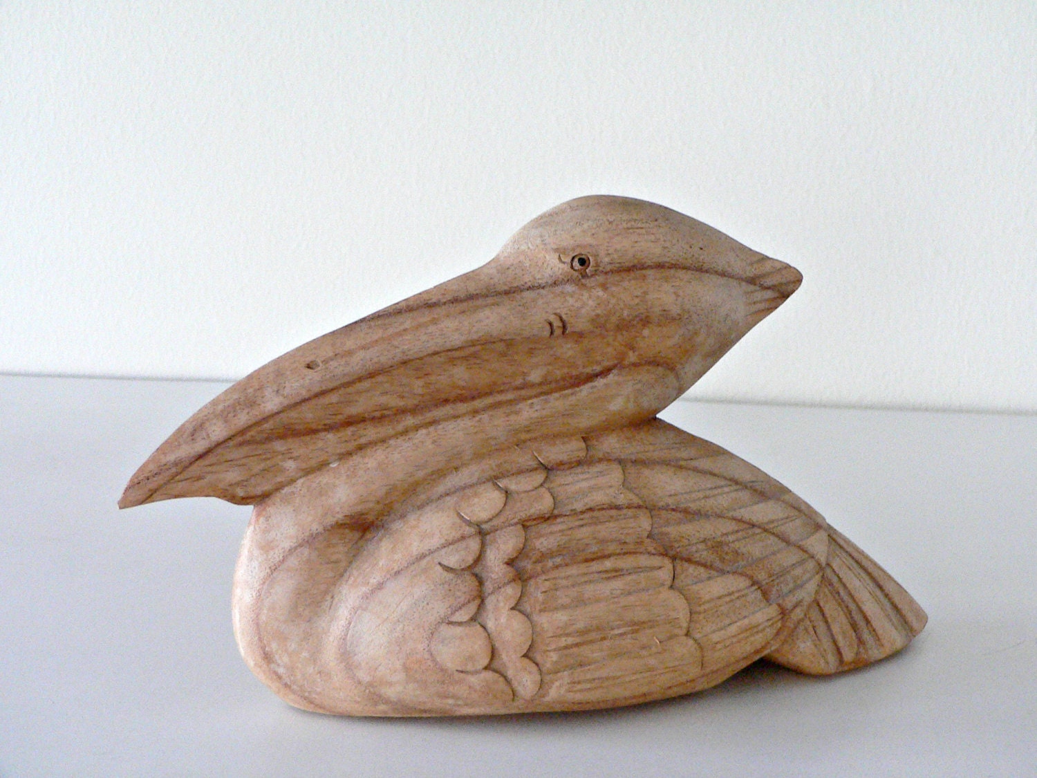 Hand-Carved Wood Pelican Light Maple Driftwood by AGEofVINTgoods