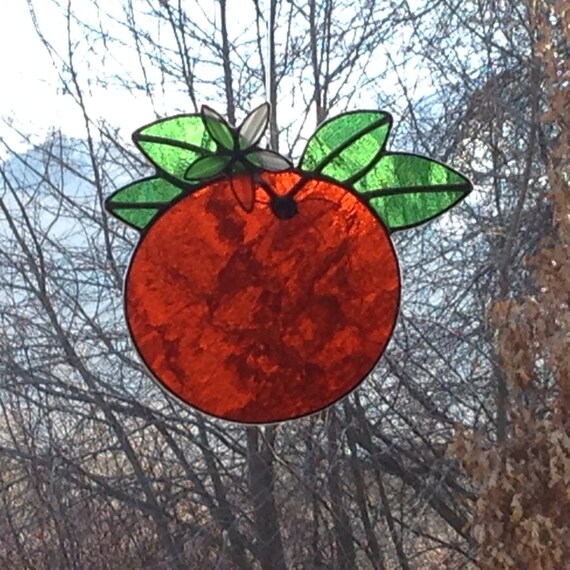 ORANGE stained glass suncatcher stain glass by FoxStainedGlass