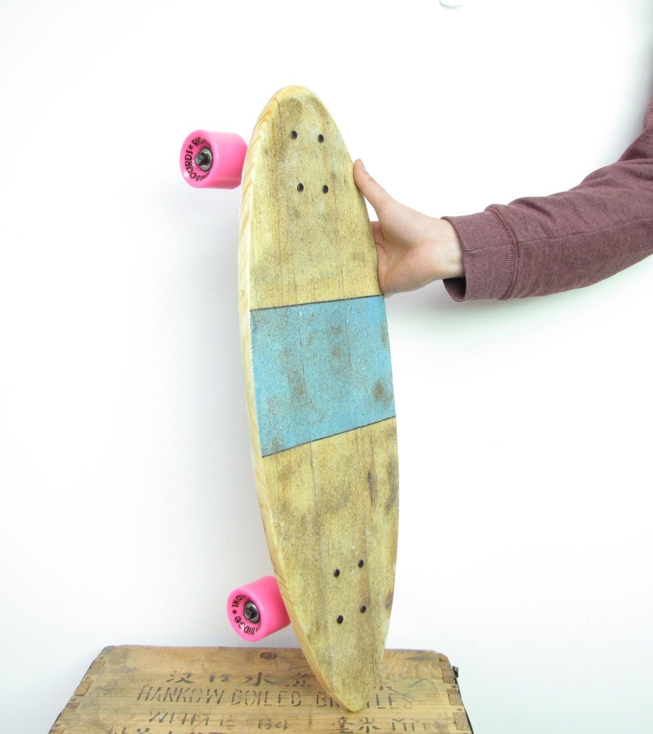 recycled pallet wood longboard skateboard handmade with