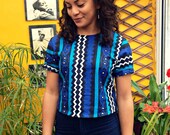 African Vintage 90s Print Crop Top