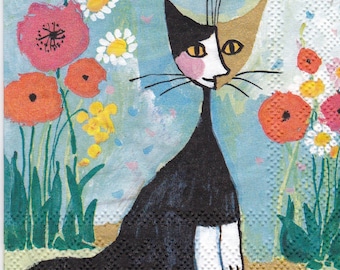 Items similar to Rosina Wachtmeister - Libero cat art napkin Decoupage ...