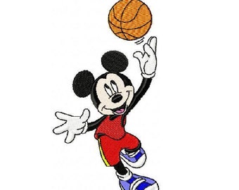 Mickey Mouse Basketball Embroidery Design in 3 Sizes - Instant Download
