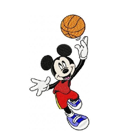 Mickey Mouse Basketball Embroidery Design in 3 Sizes Instant