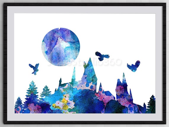 Hogwarts Castle From Harry Potter Watercolor Art Print