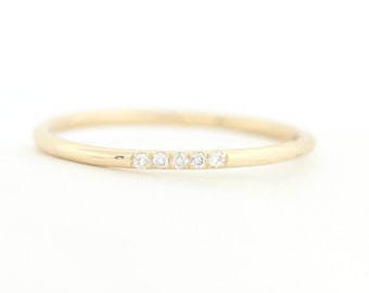 14K Solid Gold Micro Pave Diamond Wedding Band, Diamond Wedding Ring, Micro Pave Band, Diamond Eternity Band, Half Eternity Diamond Band