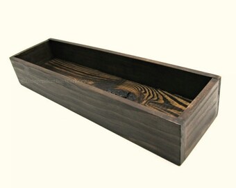 Kona Coffee Colored Stained Box - 15 Inch Wooden Box - Handcrafted Wood Centerpiece Box, Mantel Box, Window Box, Dining or Coffee Table Box