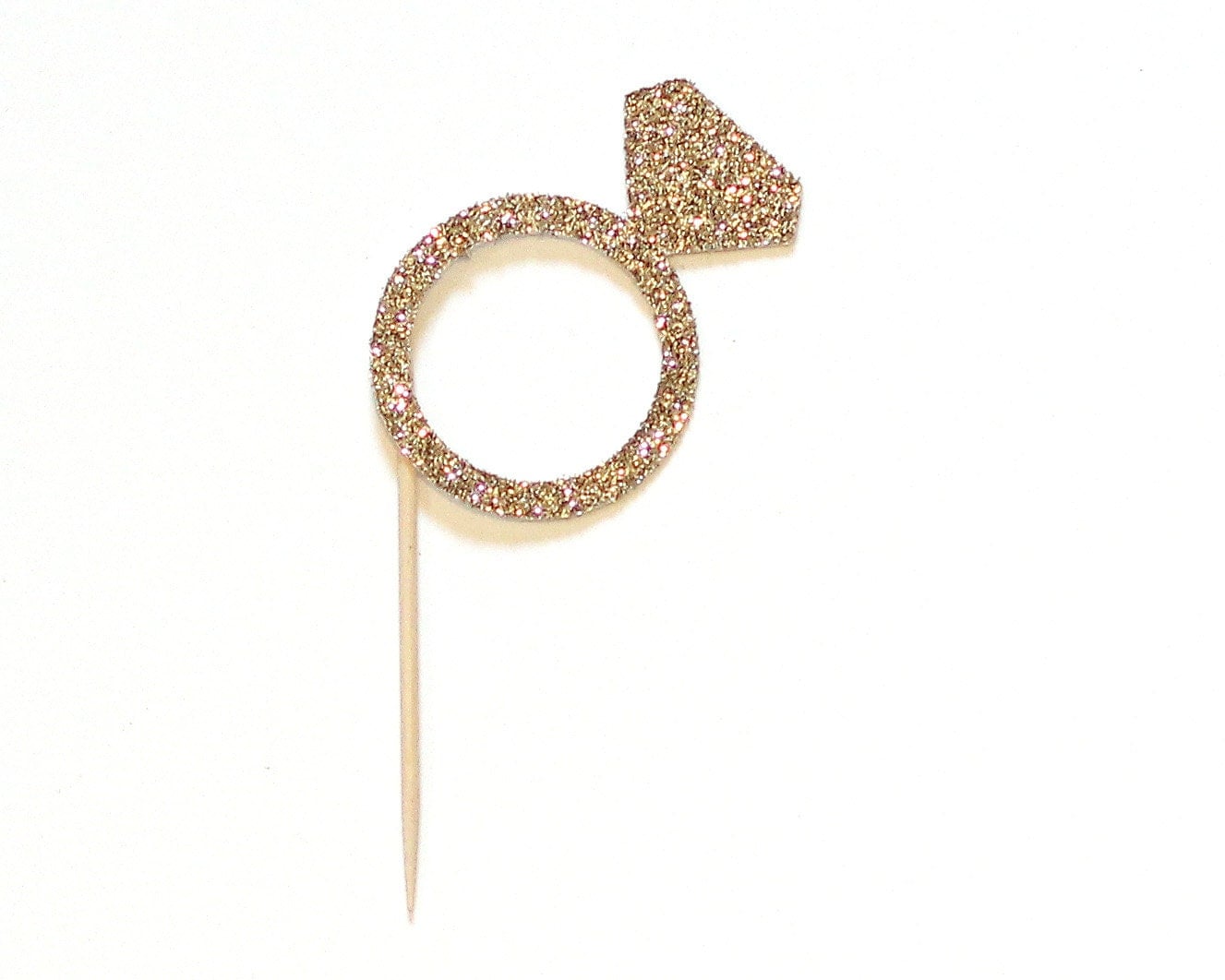 12 Diamond Ring Glitter Cupcake Toppers Picks by OkieHeartStudio