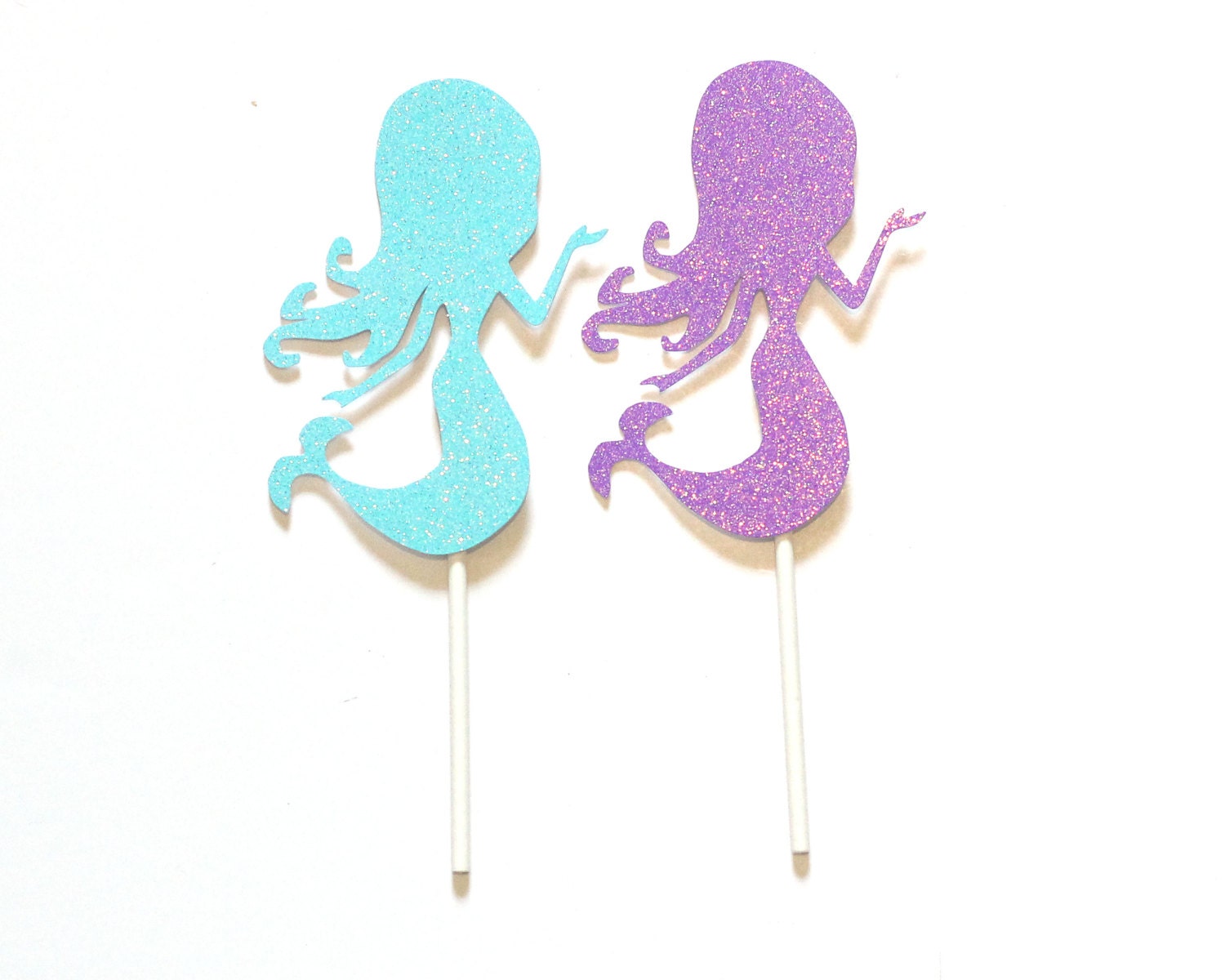 12 Mermaid Cupcake Toppers / Birthday Supplies by OkieHeartStudio