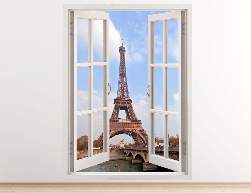 Eiffel Tower wall decal vertical 3D window paris sticker for