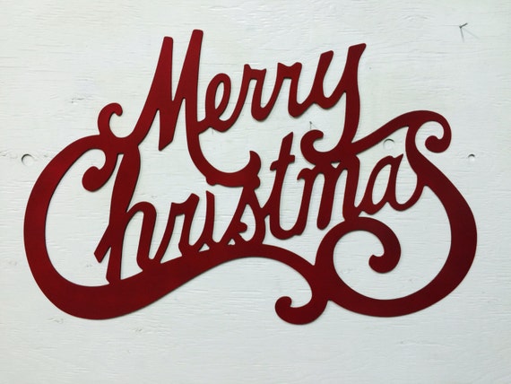 Metal Merry Christmas Sign 24 x 15.5 by MarriedToTheMetal on Etsy