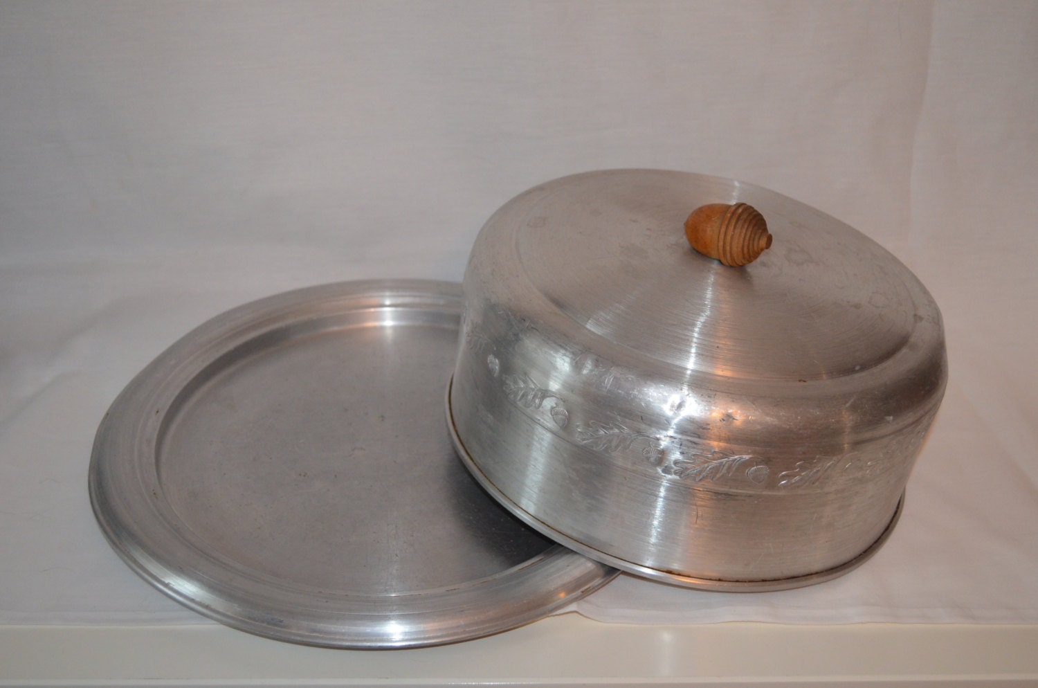 Vintage Aluminum Cake Plate with Cover