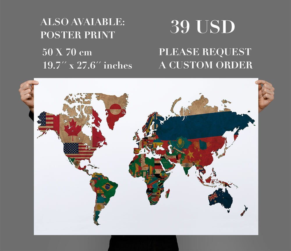 World Map Vintage Flags Decal Sticker Vintage Flags Decals