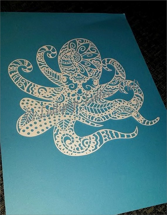 Download Items similar to Paisley Octopus, DIY, Paper Cut Template ...