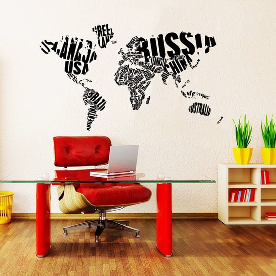 World Map Wall Decals Vinyl Sticker Decal Art by ...