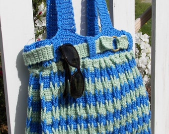 Crochet Tote Bag Blue Skies Medium Blue/ by HeavensDesign on Etsy