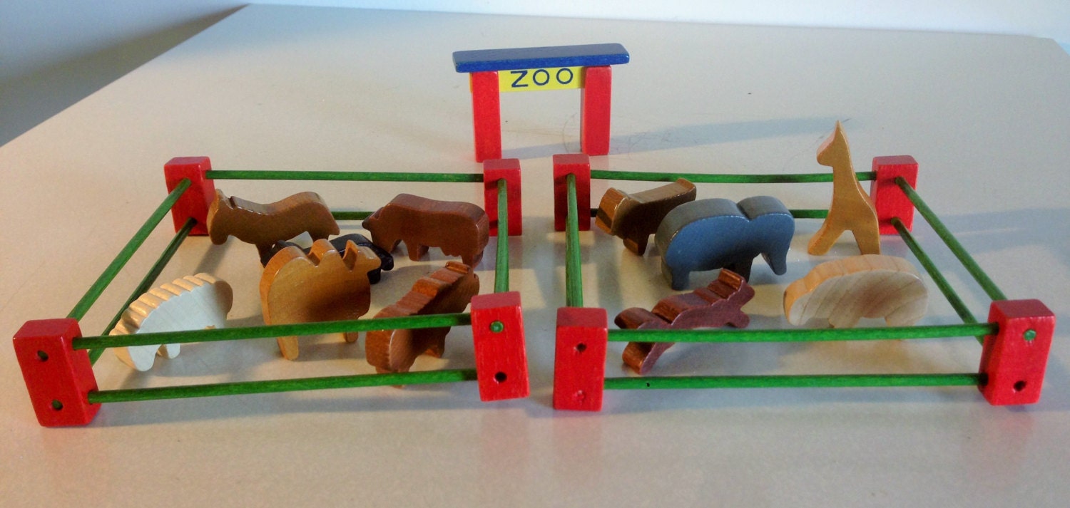 wooden zoo for stuffed animals